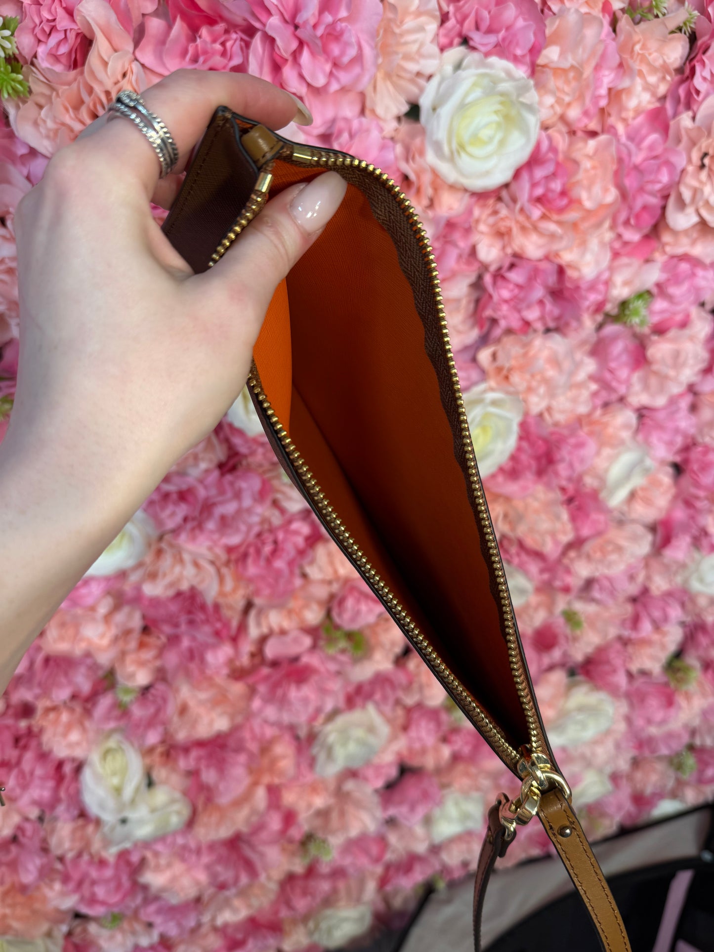 Cognac Michael Kors Oversized Wristlet