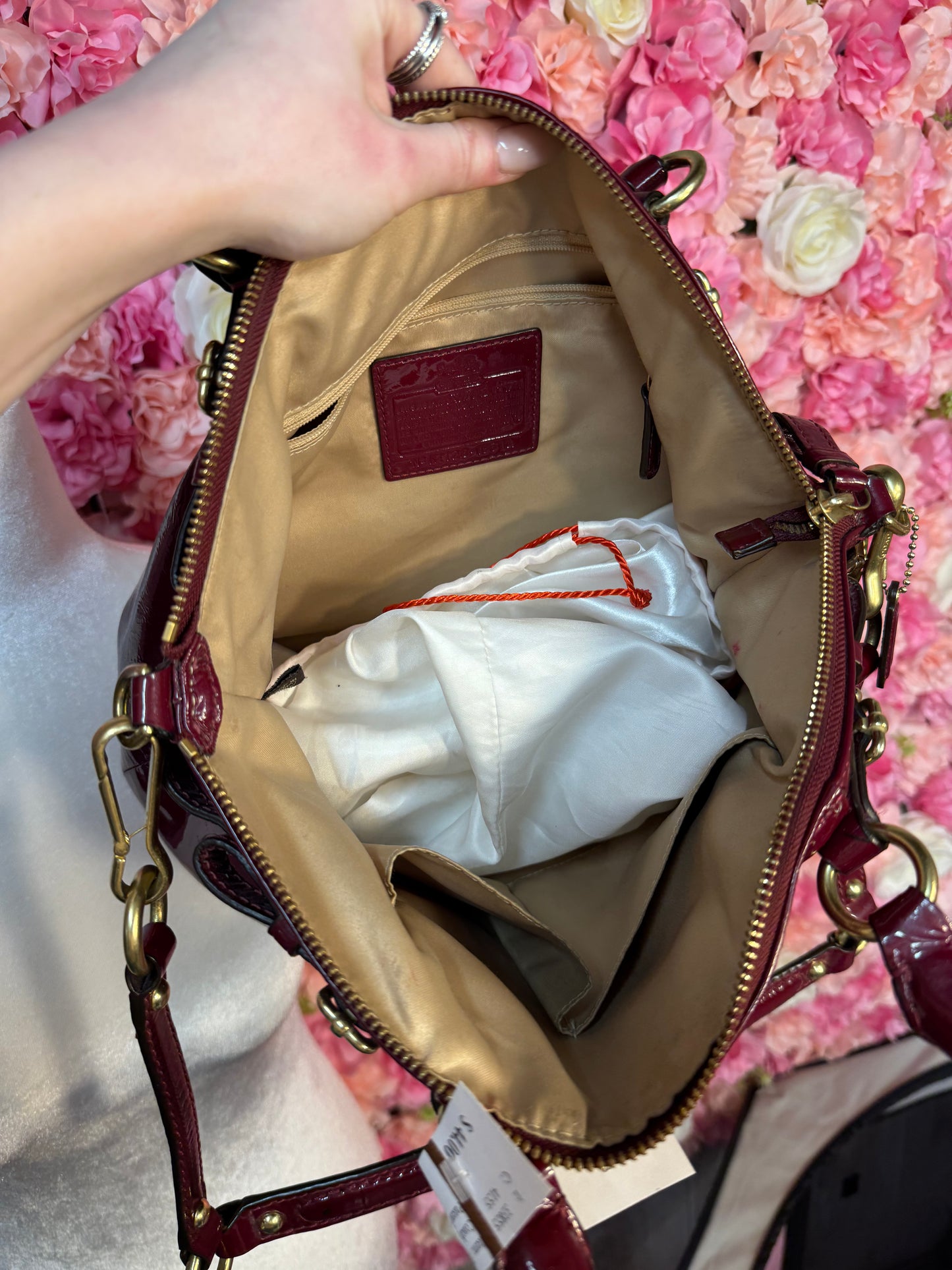 Patent Burgundy Coach Bag